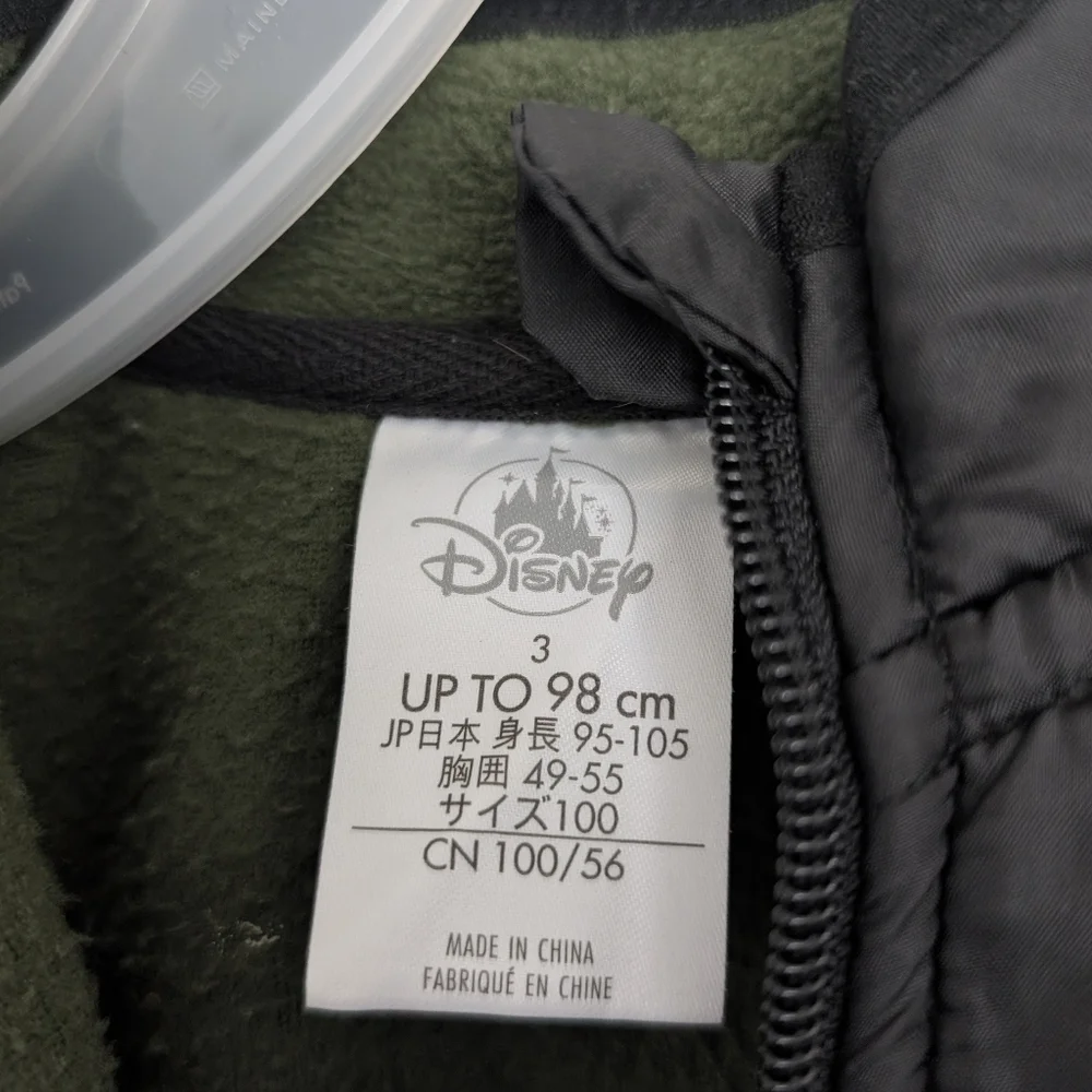 Disney Yoda Star Wars Jacket Sz 3T Lightweight Green/ Black Unisex Fleece Zip up